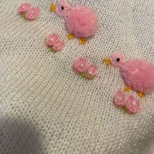 Nordstrom Made in Italy Handmade White and Pink Acrylic Baby Blanket 32x38